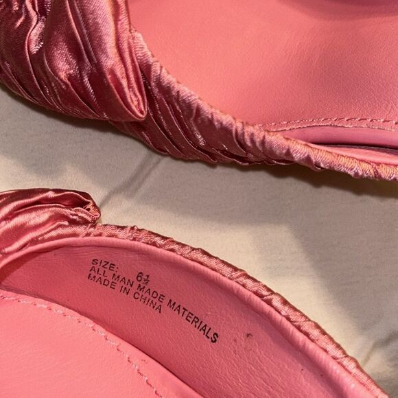 Lulus Rose Pink Satin Textured Bow High Heel Mules(Size 6.5) - Picture 6 of 8